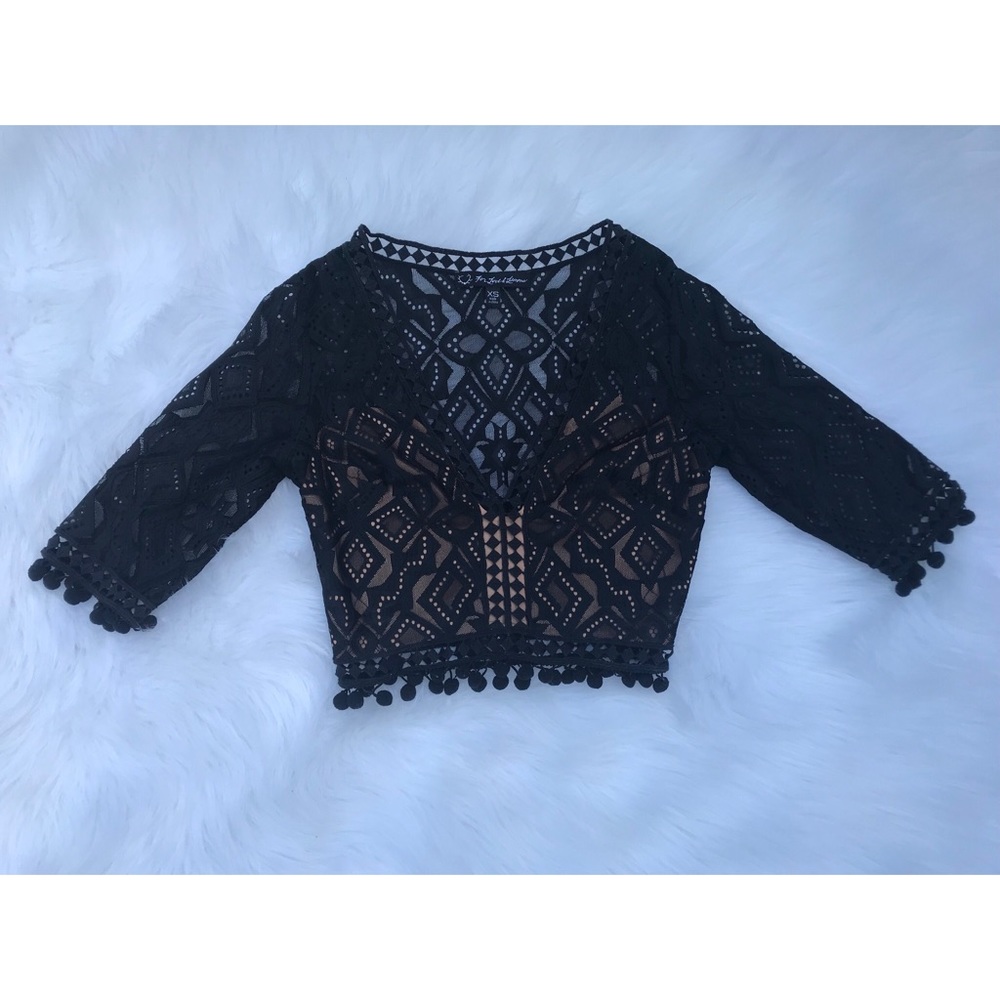 For Love & Lemons Black Crop Top